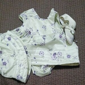 Floral Kids Dress Set with Shoes